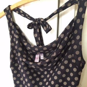 Sweet Pea polka dot mesh tank top, tie back, med.
